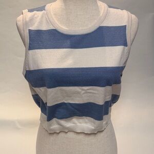 Nautical Blue and White Striped Crop Top